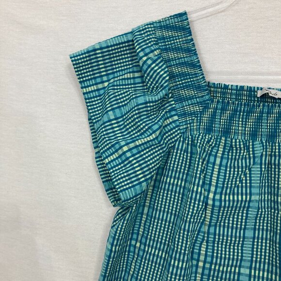 Rails Blue Green Augusta Mini Check Square Neck Top Small - Picture 6 of 11